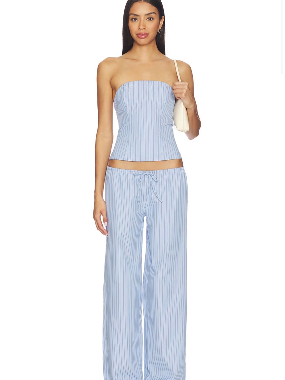 More to come Striped Light Blue Wide Leg Pants - Women's